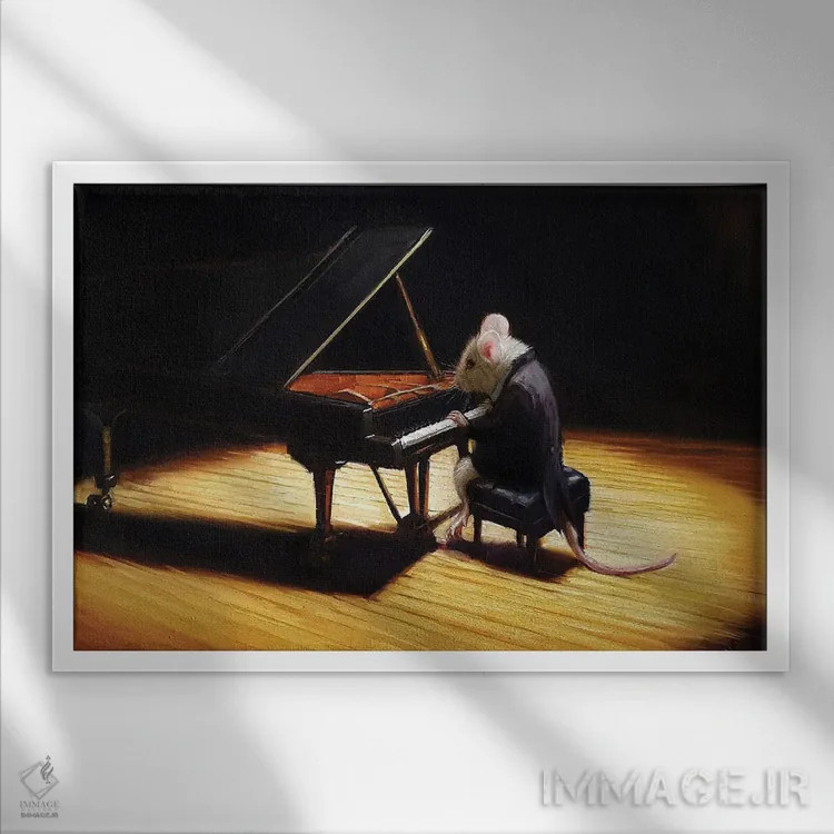 تابلو دکوراتیو پیانیست کوچک اثر لوسیا هفرنان - نمای قابدار سفید