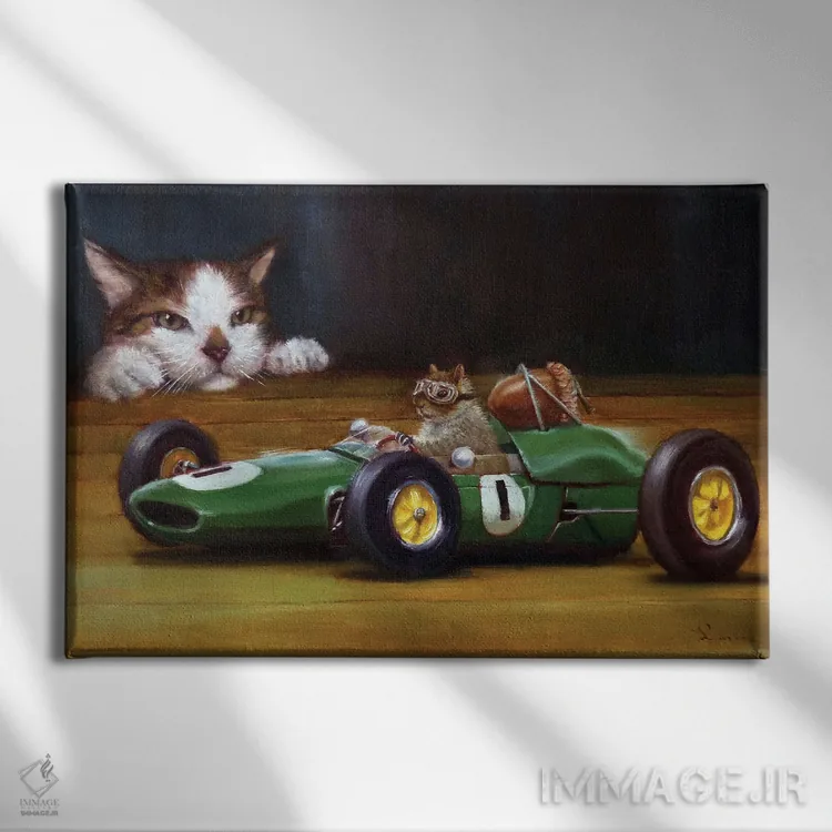 تابلو دکوراتیو دیووانه های خودرو اثر لوسیا هفرنان - نمای روبهرو روی دیوار