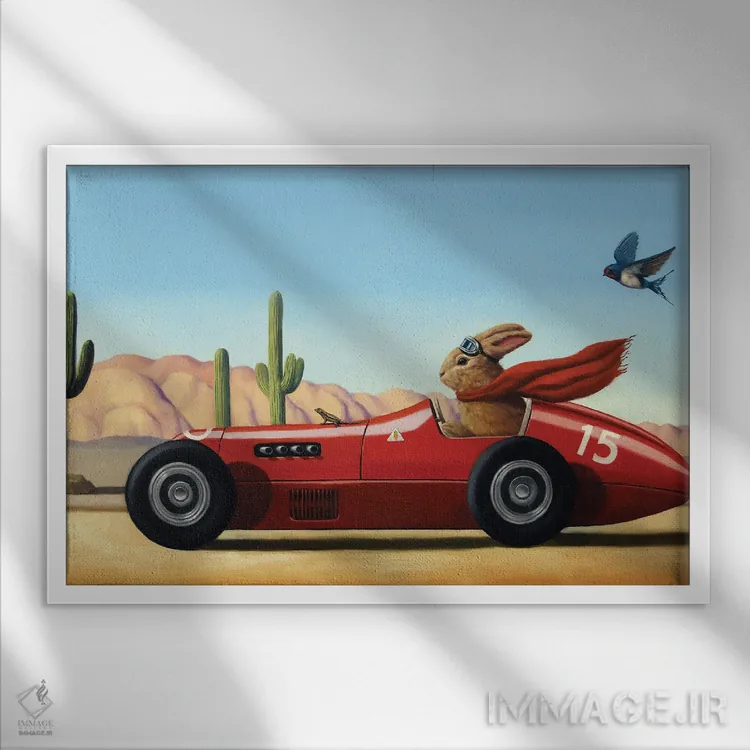 تابلو دکوراتیو سفر جاده ای دو اثر لوسیا هفرنان - نمای قابدار سفید