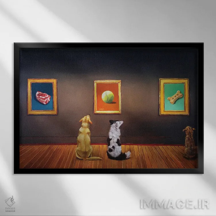 تابلو دکوراتیو موزه سگ اثر لوسیا هفرنان - نمای قابدار مشکی