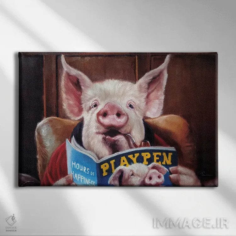 تابلو دکوراتیو خوک مردسالار اثر لوسیا هفرنان - نمای روبهرو روی دیوار