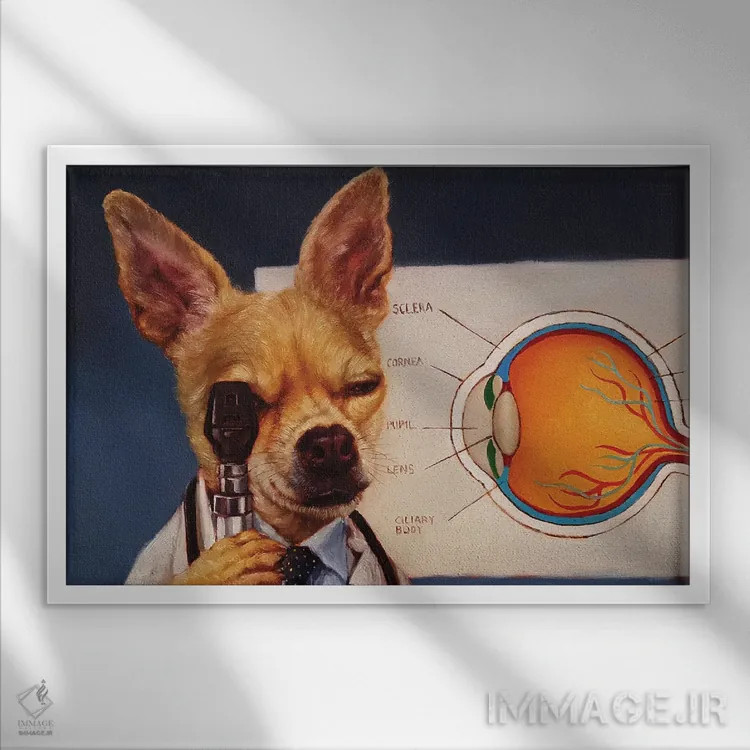 تابلو دکوراتیو سگ راهنما اثر لوسیا هفرنان - نمای قابدار سفید