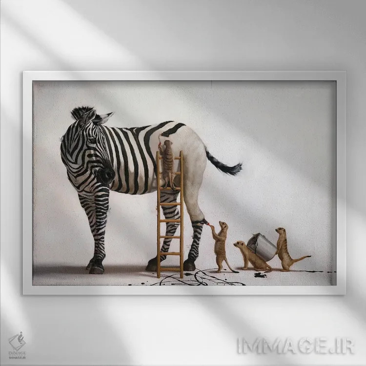 تابلو دکوراتیو رنگ آمیزی اثر لوسیا هفرنان - نمای قابدار سفید