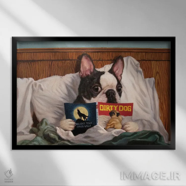 تابلو دکوراتیو سگ کثیف اثر لوسیا هفرنان - نمای قابدار مشکی