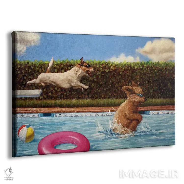 تابلو دکوراتیو مهمانی استخر دو اثر لوسیا هفرنان - نمای پرسپکتیو محصول