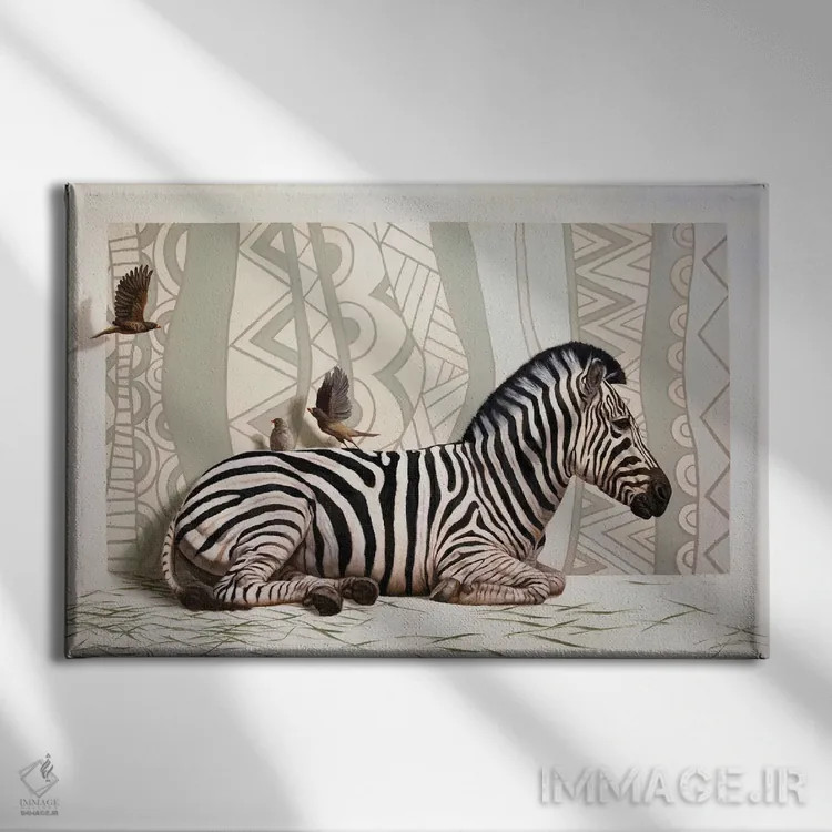 تابلو انتزاعی واحه اثر لوسیا هفرنان - نمای روبهرو روی دیوار