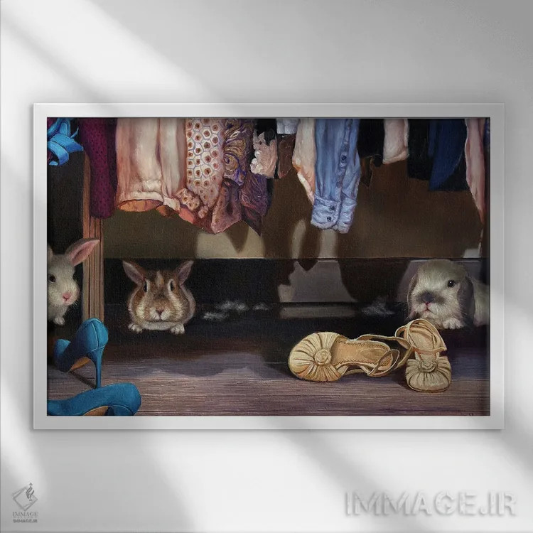 تابلو دکوراتیو توپک های غبار اثر لوسیا هفرنان - نمای قابدار سفید