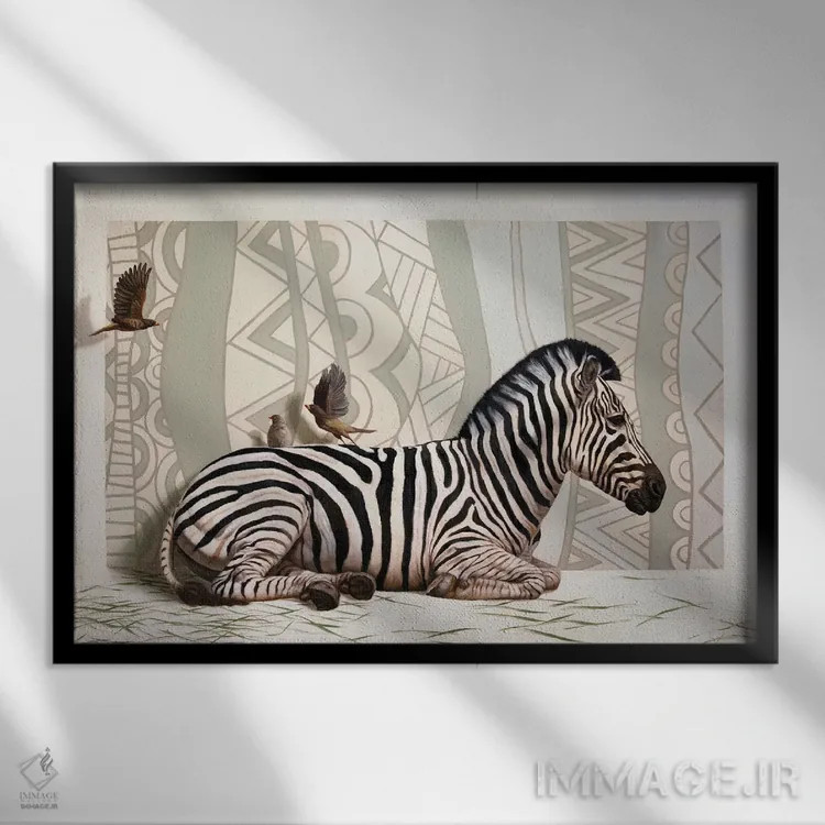 تابلو انتزاعی واحه اثر لوسیا هفرنان - نمای قابدار مشکی