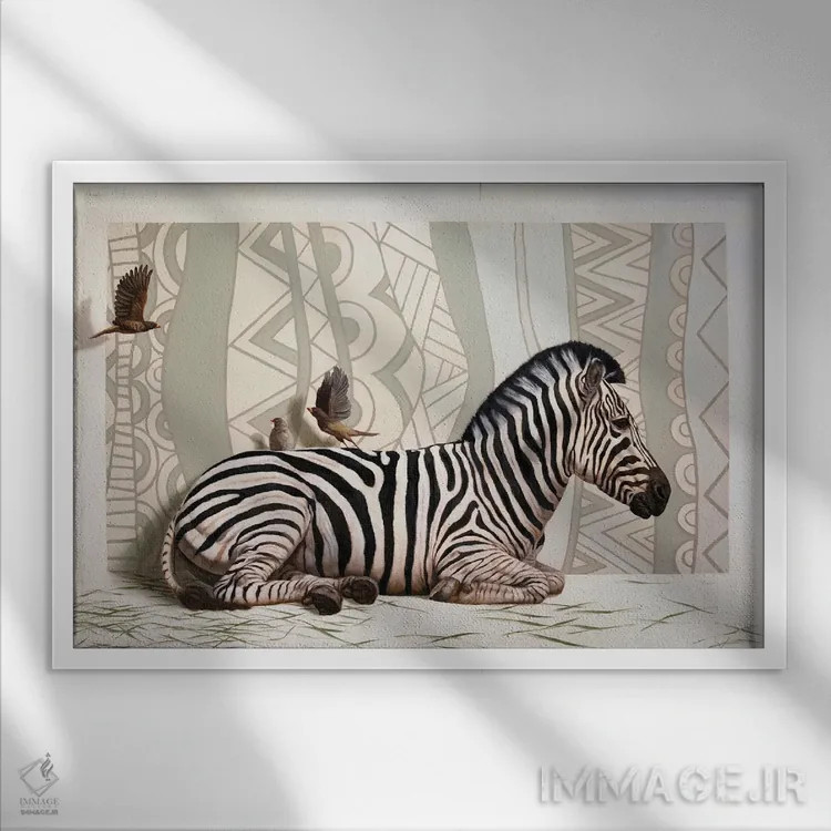 تابلو انتزاعی واحه اثر لوسیا هفرنان - نمای قابدار سفید