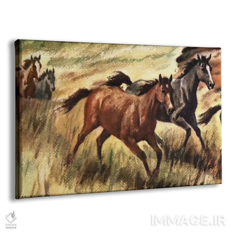 تابلو دکوراتیو اسب های کوچک در حال یورتمه اثر همینگوی دیزاین - نمای پرسپکتیو محصول