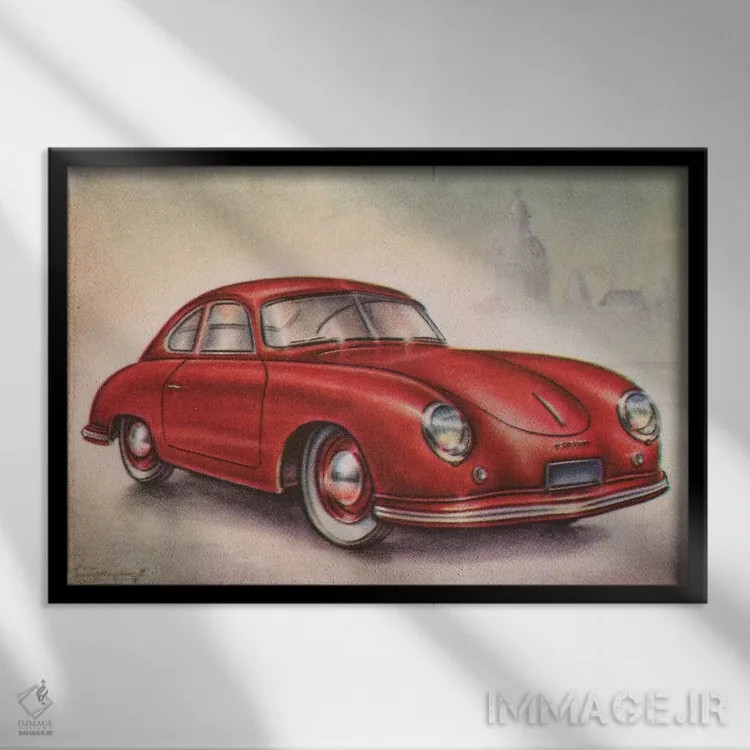 تابلو دکوراتیو پورشه ۱۹۵۲ اثر همینگوی دیزاین - نمای قابدار مشکی