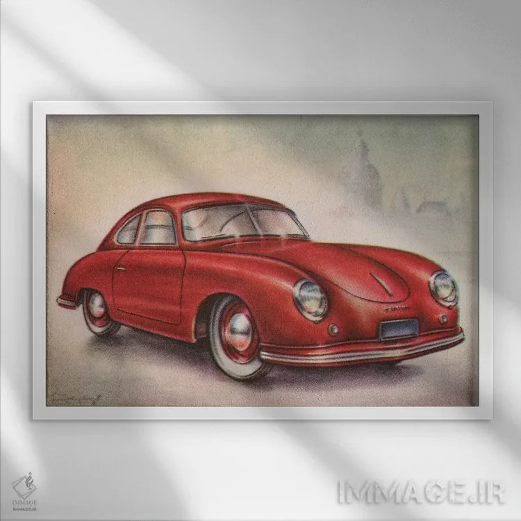 تابلو دکوراتیو پورشه ۱۹۵۲ اثر همینگوی دیزاین - نمای قابدار سفید