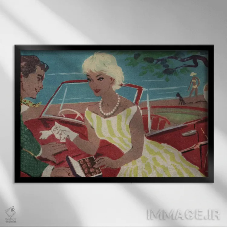 تابلو دکوراتیو رانندگی شبانه اثر همینگوی دیزاین - نمای قابدار مشکی