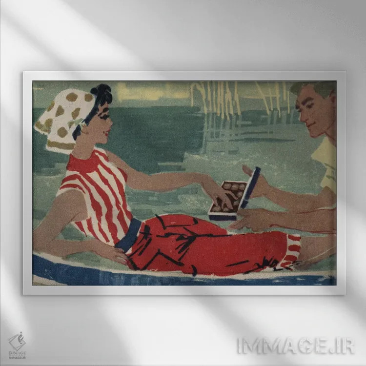 تابلو دکوراتیو گوندولا عاشقانه اثر همینگوی دیزاین - نمای قابدار سفید