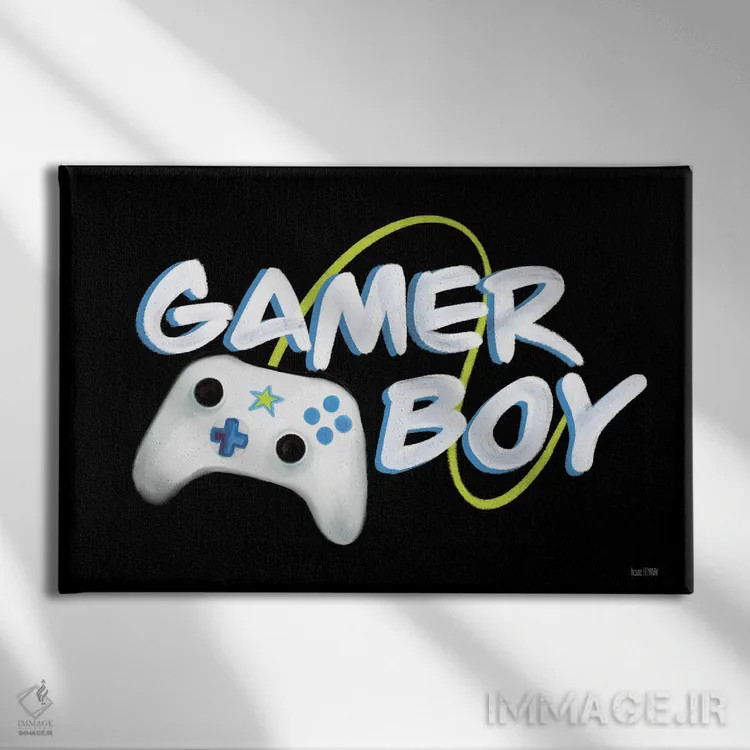 تابلو دکوراتیو پسر گیمر اثر هاوس فن وی - نمای روبهرو روی دیوار