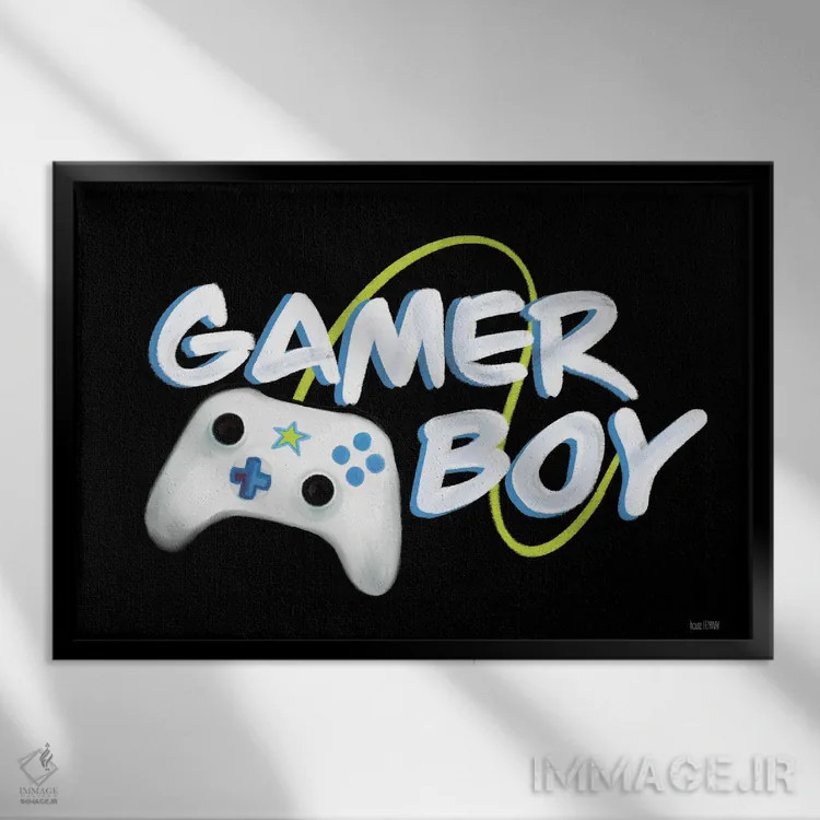 تابلو دکوراتیو پسر گیمر اثر هاوس فن وی - نمای قابدار مشکی