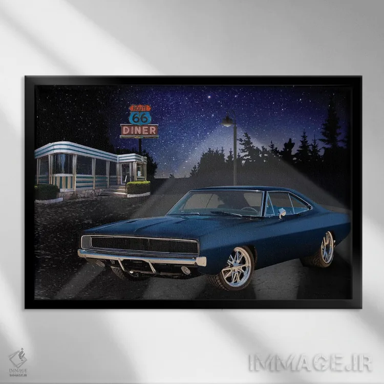 تابلو دکوراتیو خودروی عضلانی ۶۶ اثر هلن فلینت - نمای قابدار مشکی