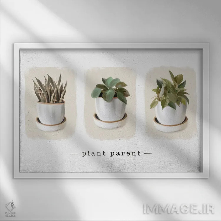 تابلو دکوراتیو مراقب گیاه اثر هاوس فن وی - نمای قابدار سفید