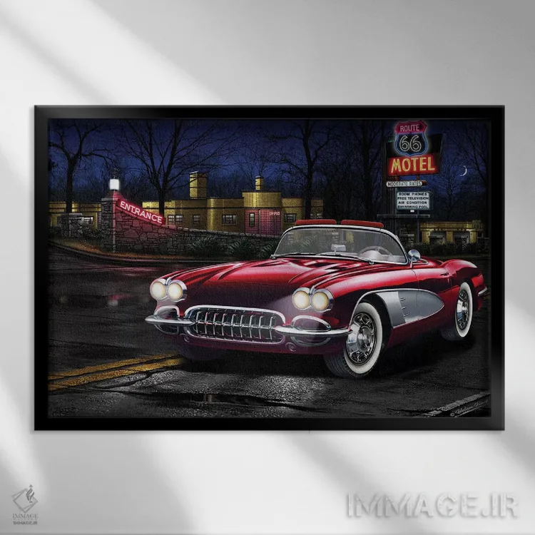 تابلو دکوراتیو کوروت قرمز ۶۶ اثر هلن فلینت - نمای قابدار مشکی