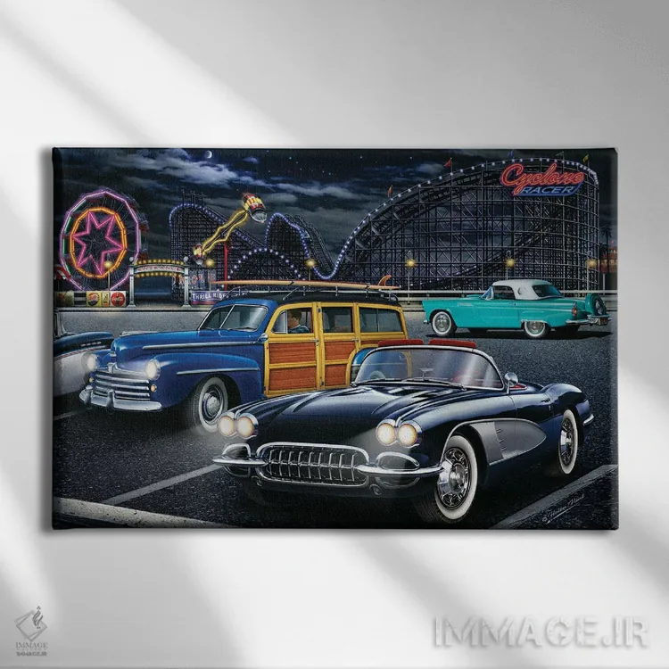 تابلو دکوراتیو مسابقه دهنده سیکلون اثر هلن فلینت - نمای روبهرو روی دیوار