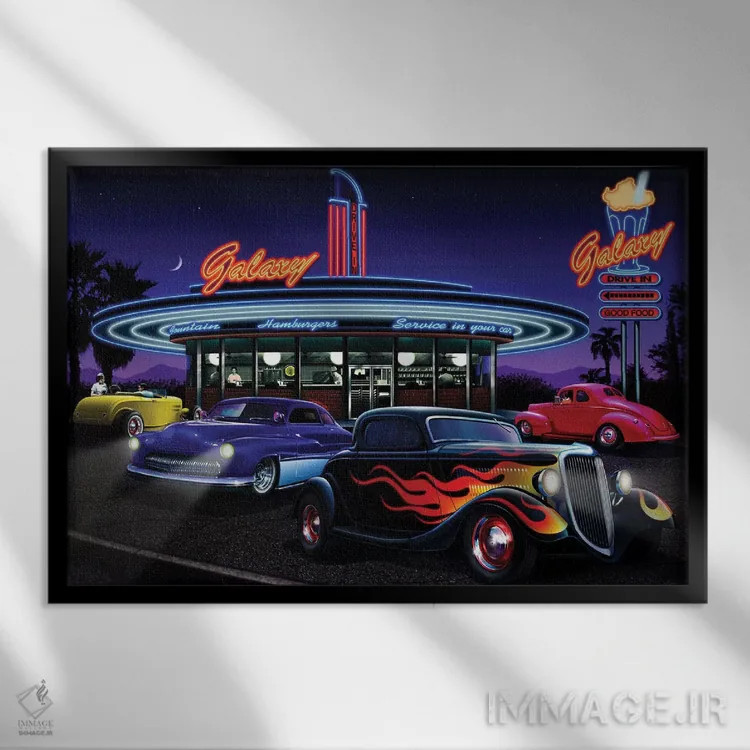 تابلو دکوراتیو رستوران گلکسی ۱ اثر هلن فلینت - نمای قابدار مشکی