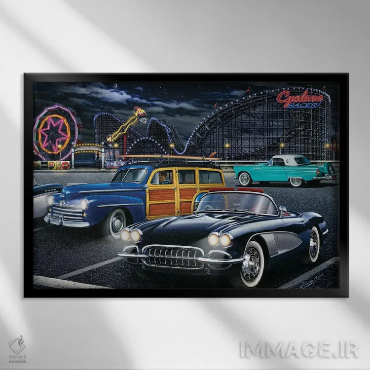 تابلو دکوراتیو مسابقه دهنده سیکلون اثر هلن فلینت - نمای قابدار مشکی