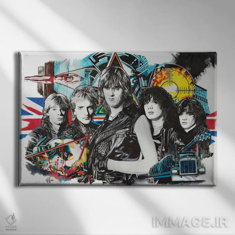 تابلو دکوراتیو کولاژ دف لپارد اثر هنر کریس هافمن - نمای روبهرو روی دیوار