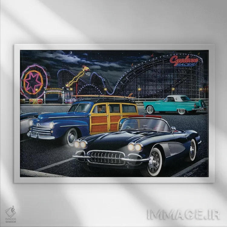 تابلو دکوراتیو مسابقه دهنده سیکلون اثر هلن فلینت - نمای قابدار سفید