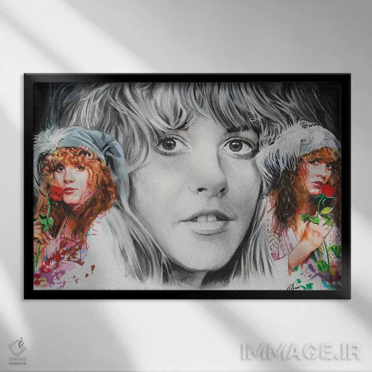 تابلو دکوراتیو استیوی نیکس اثر هنر کریس هافمن - نمای قابدار مشکی