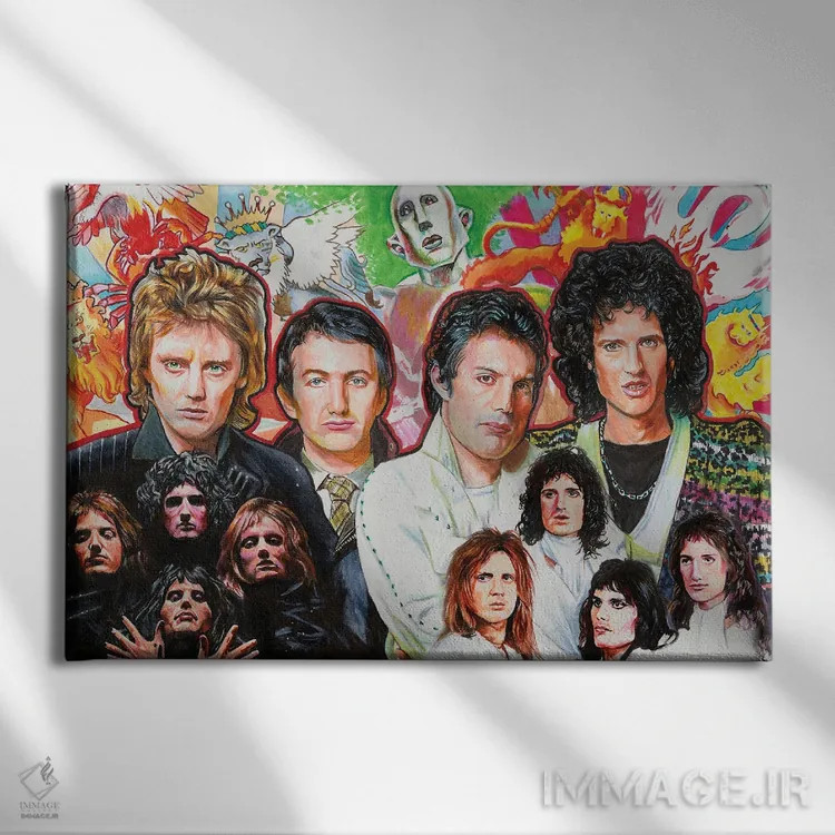 تابلو دکوراتیو کولاژ کویین اثر هنر کریس هافمن - نمای روبهرو روی دیوار