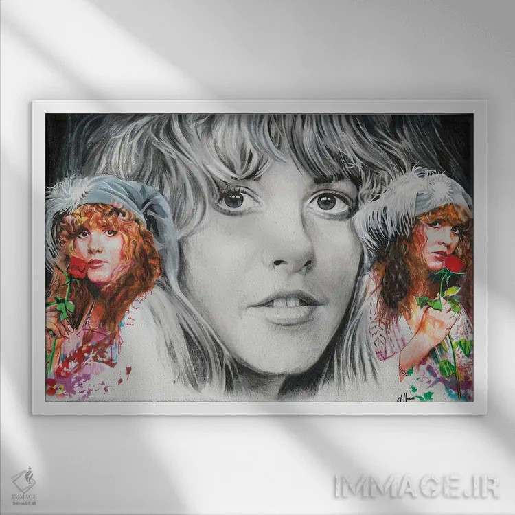 تابلو دکوراتیو استیوی نیکس اثر هنر کریس هافمن - نمای قابدار سفید