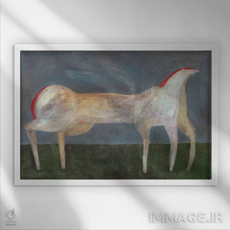 تابلو دکوراتیو اسب اثر هانیه قشقایی - نمای قابدار سفید