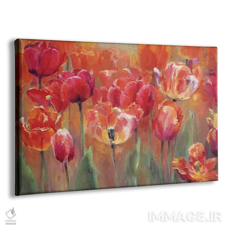 تابلو دکوراتیو لاله ها در میان سرخ اثر مریلین هاگمن - نمای پرسپکتیو محصول