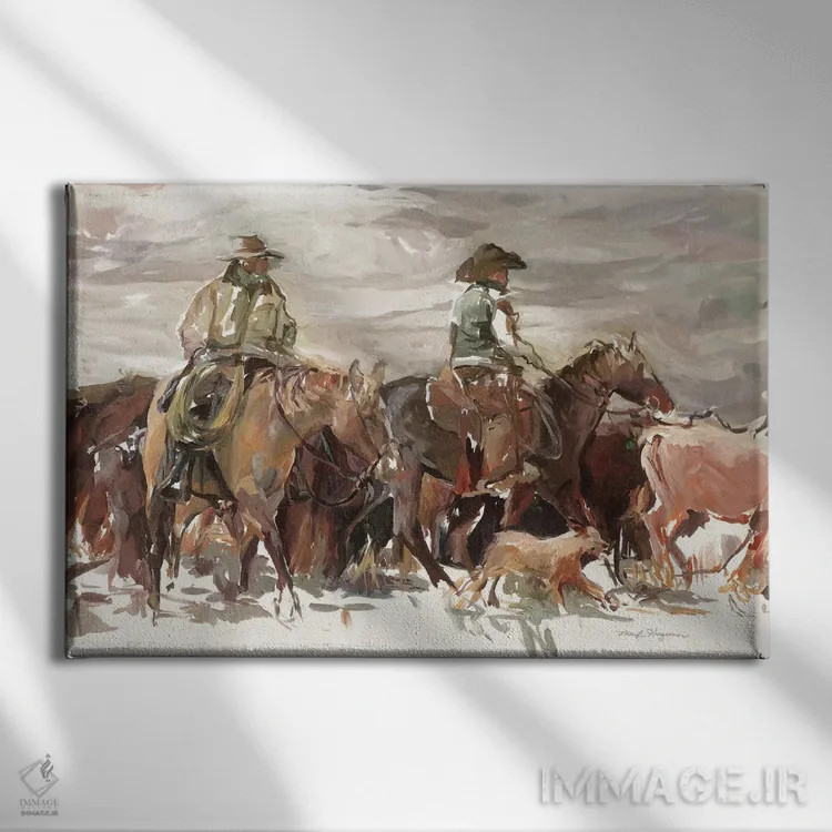 تابلو دکوراتیو جمع آوری طبیعی دام ها اثر مریلین هاگمن - نمای روبهرو روی دیوار