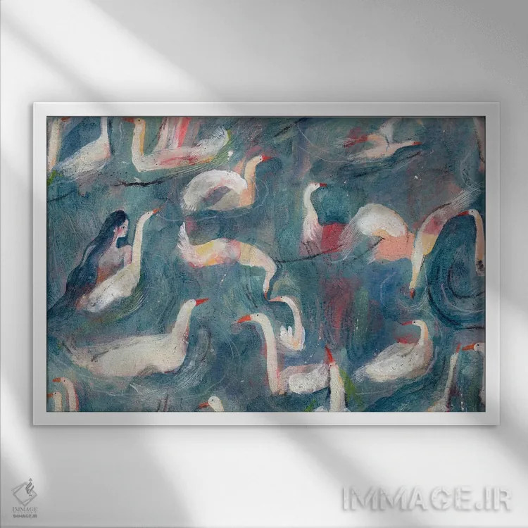 تابلو دکوراتیو پیوند خاموش اثر هانیه قشقایی - نمای قابدار سفید