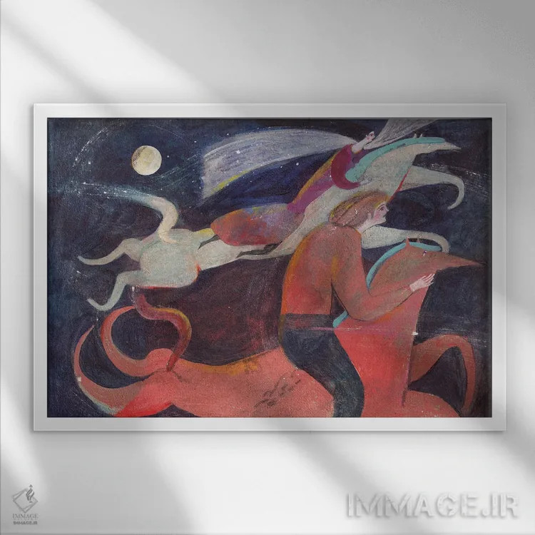 تابلو دکوراتیو زندگی در دنیای رویا اثر هانیه قشقایی - نمای قابدار سفید