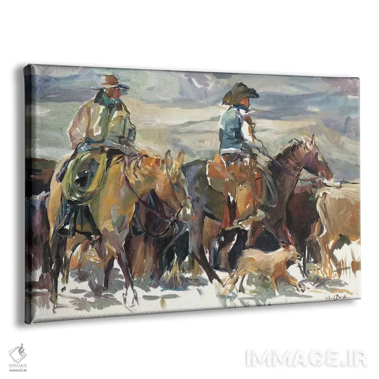 تابلو دکوراتیو جمع آوری دام ها اثر مریلین هاگمن - نمای پرسپکتیو محصول