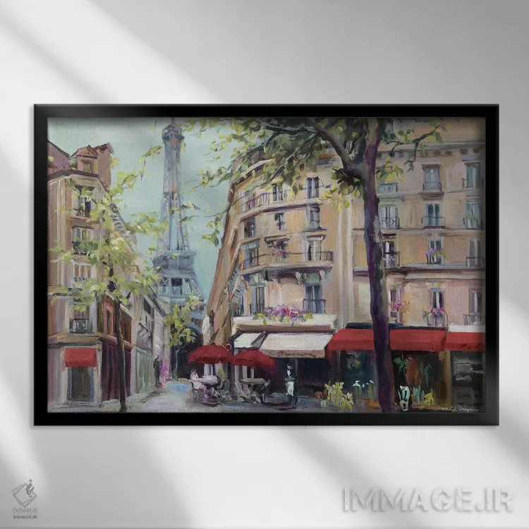 تابلو دکوراتیو بهار در پاریس اثر مریلین هاگمن - نمای قابدار مشکی