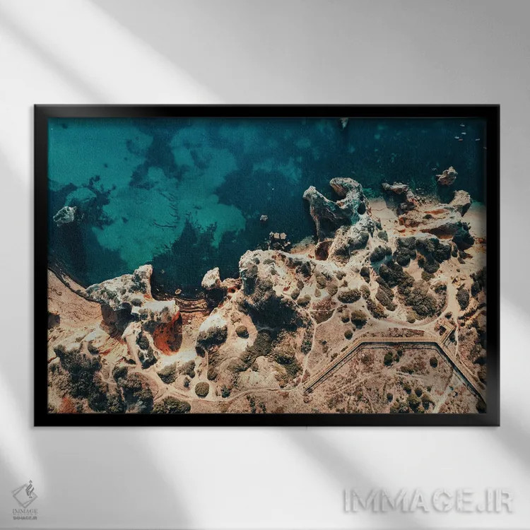 تابلو دکوراتیو ساحل صخره ای لاگوس اثر سباستین هیلگتاگ - نمای قابدار مشکی