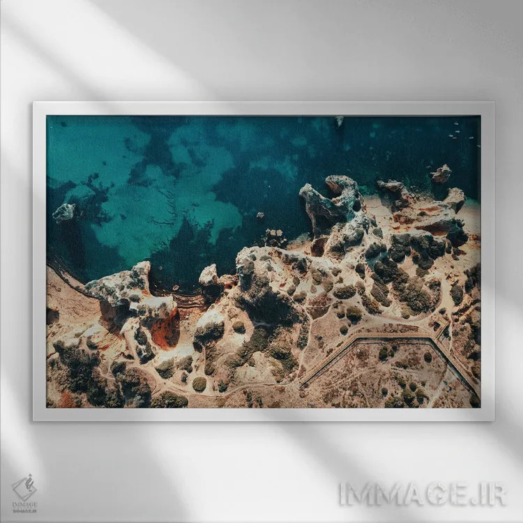 تابلو دکوراتیو ساحل صخره ای لاگوس اثر سباستین هیلگتاگ - نمای قابدار سفید