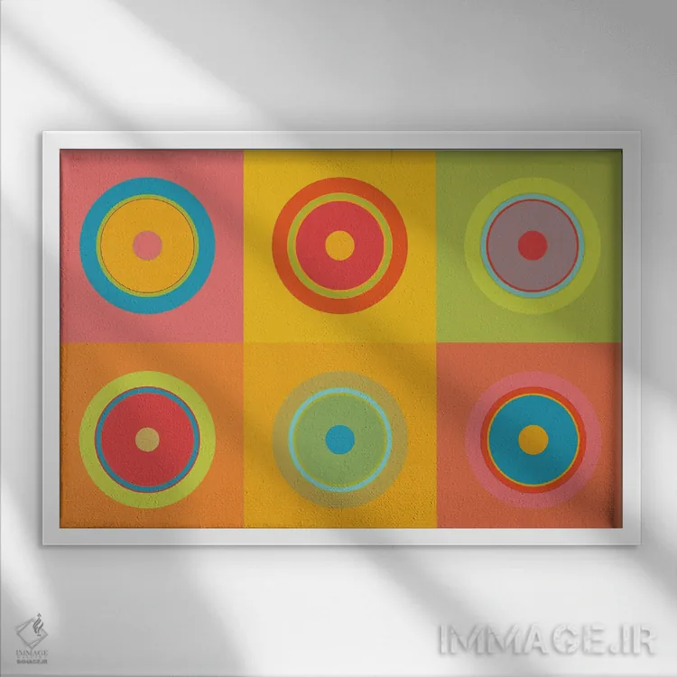 تابلو انتزاعی ماندالاهای لذت پنهان اثر هیوگو والنتاین - نمای قابدار سفید