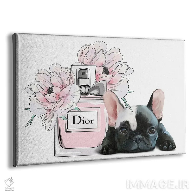 تابلو دکوراتیو فرنچی بامزه صورتی اثر هدر گری - نمای پرسپکتیو محصول