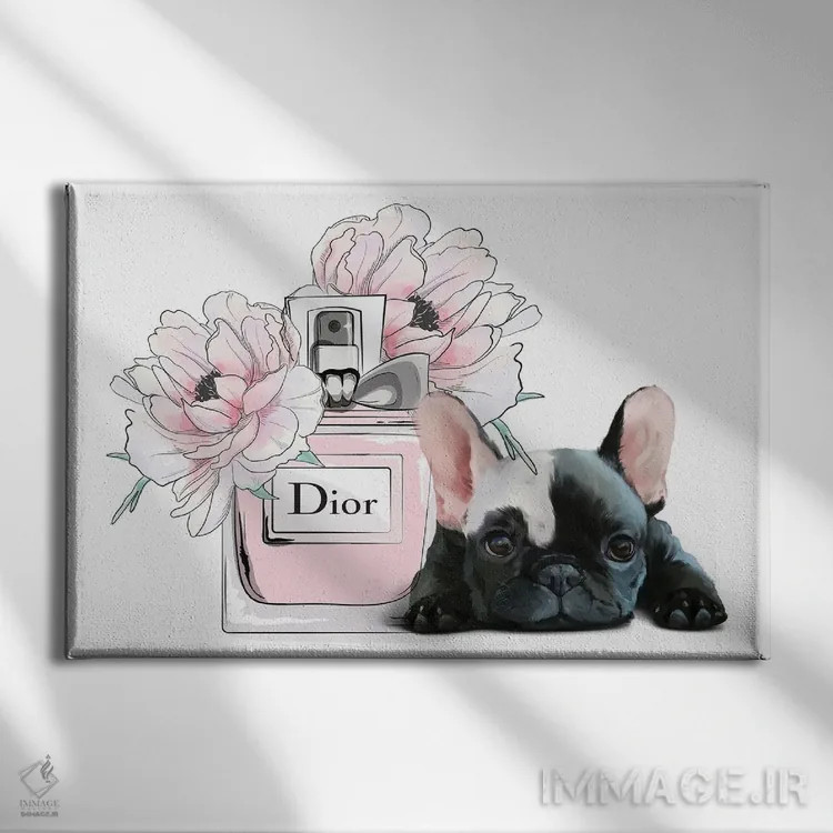 تابلو دکوراتیو فرنچی بامزه صورتی اثر هدر گری - نمای روبهرو روی دیوار