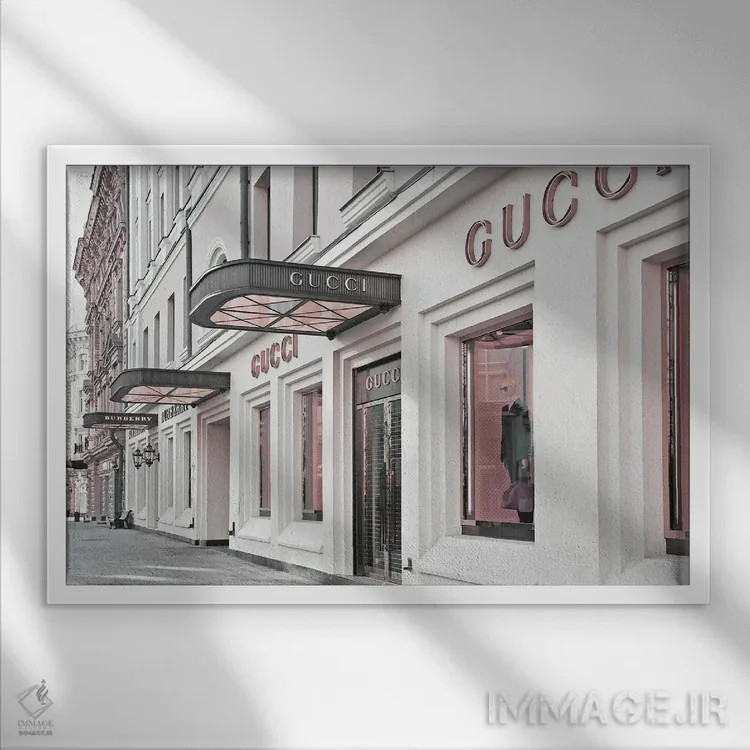 تابلو دکوراتیو خرید صورتی اثر هدر گری - نمای قابدار سفید