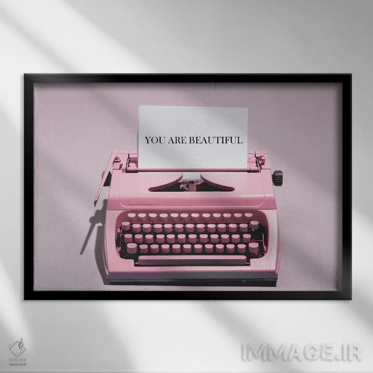 تابلو دکوراتیو تو زیبا و صورتی هستی اثر هدر گری - نمای قابدار مشکی