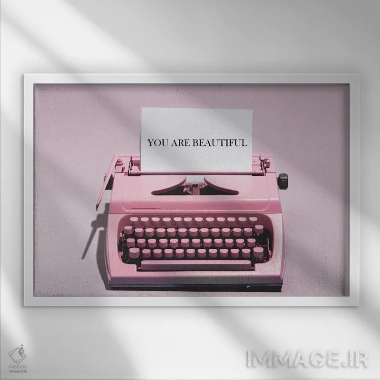 تابلو دکوراتیو تو زیبا و صورتی هستی اثر هدر گری - نمای قابدار سفید