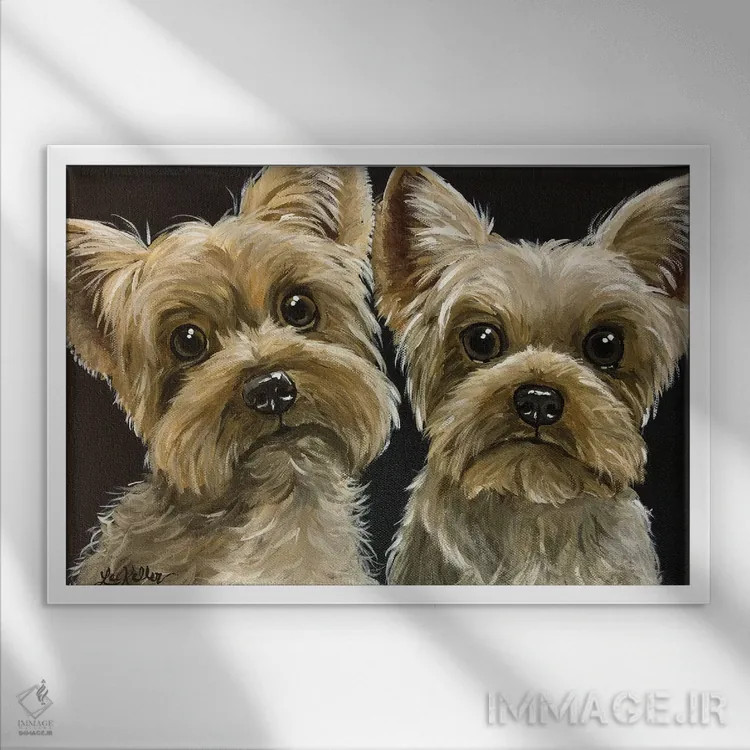 تابلو دکوراتیو دو یورکی اثر هیپی هاوند استودیوز - نمای قابدار سفید