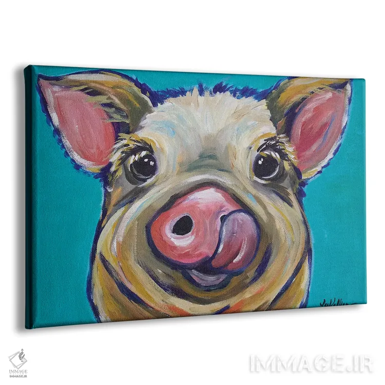 تابلو دکوراتیو خوک اثر هیپی هاوند استودیوز - نمای پرسپکتیو محصول