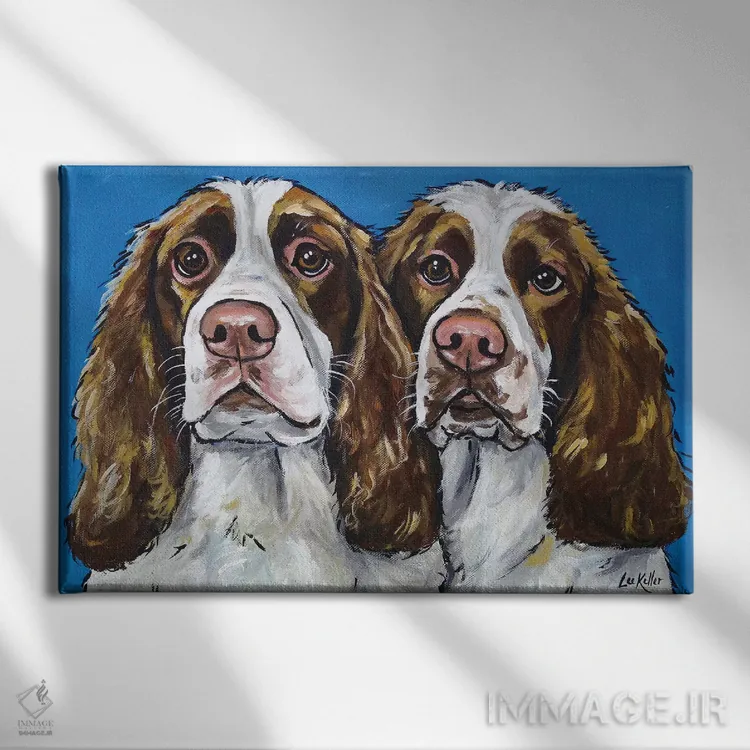 تابلو دکوراتیو اسپرینگر اسپانیل ها اثر هیپی هاوند استودیوز - نمای روبهرو روی دیوار