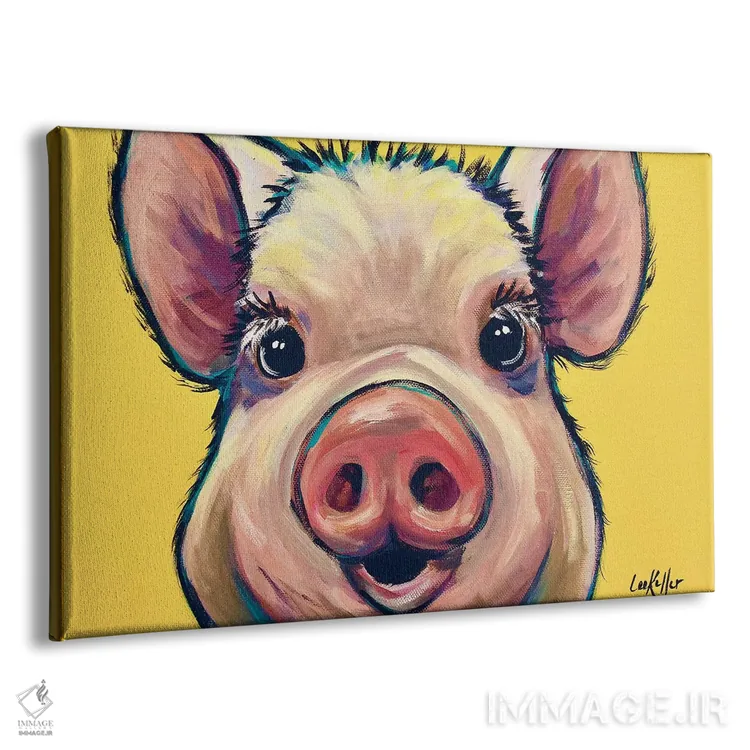 تابلو دکوراتیو مارمالاد خوک روی زرد اثر هیپی هاوند استودیوز - نمای پرسپکتیو محصول